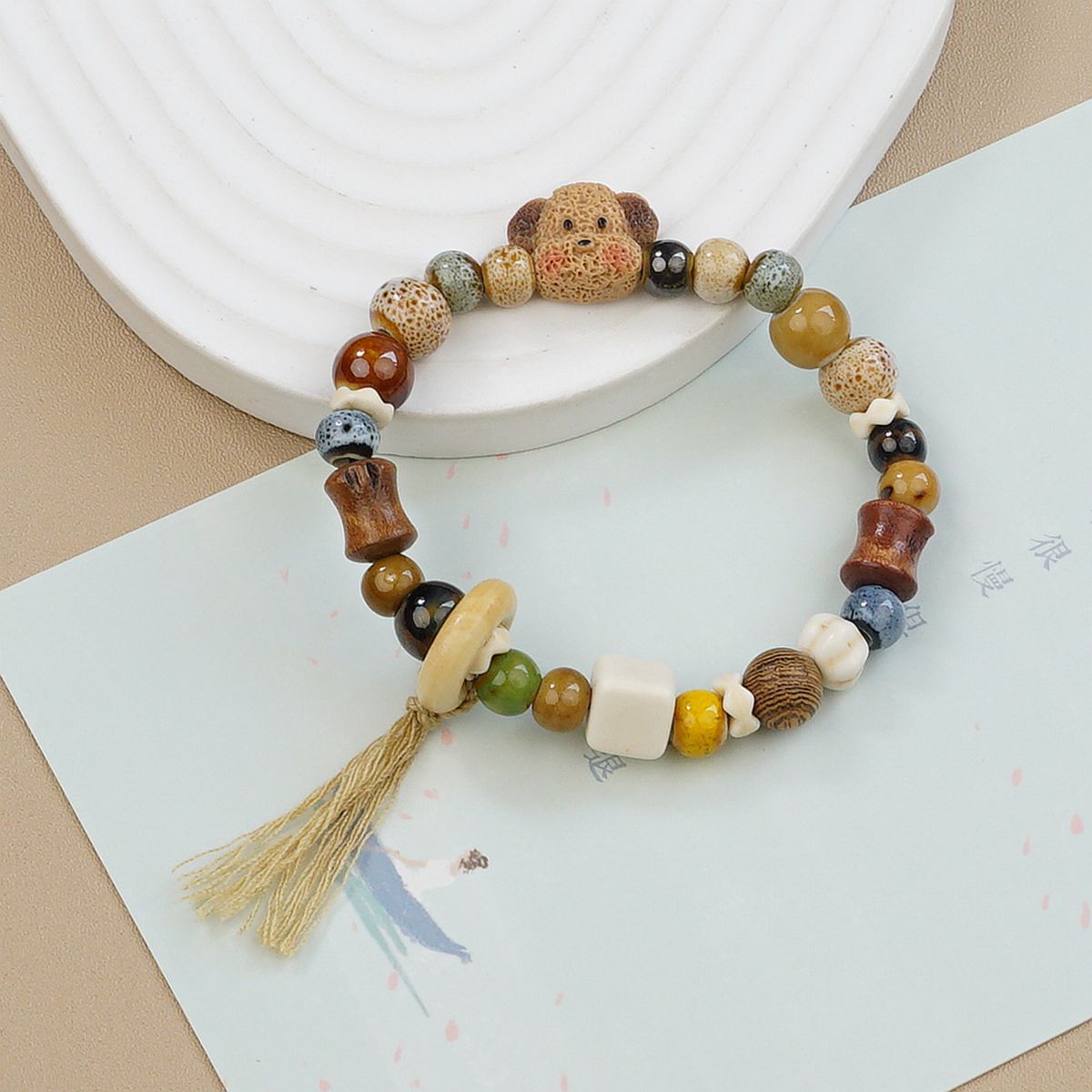 Jingdezhen ceramic bracelets, cartoon with texture, Teddy dog handcrafted ornaments, bracelets, student gifts, and street vending accessories pic 7