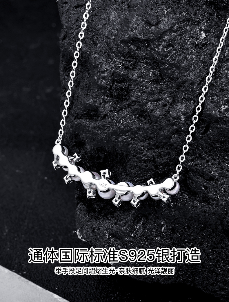 The high-end white moonlight necklace is a light luxury and niche design for women, exuding a sophisticated and simple commuting elegance. It is made of freshwater pearl silver pic 5