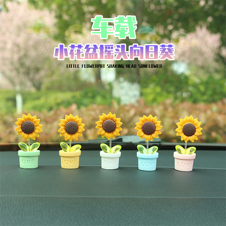 2024 New Sunflower Car oscillating ornaments, fresh sunflower small ornaments for car center console decoration pic 3