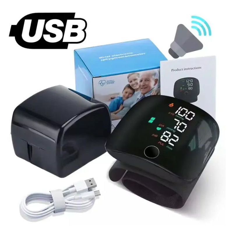 Hot Sell wrist blood pressure monitor USB charging, intelligent multi-voice backlit LCD large screen, English, Russian, Thai pic 4