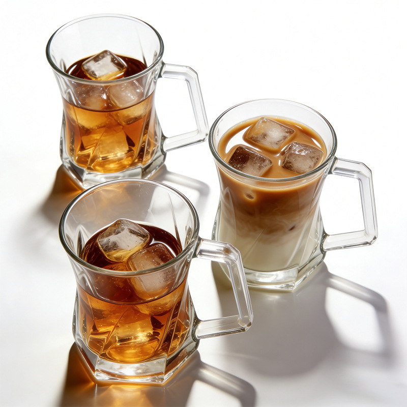 厂家现货原创专利斜纹咖啡杯饮料家用玻璃杯水杯啤酒杯带把手商用详情6