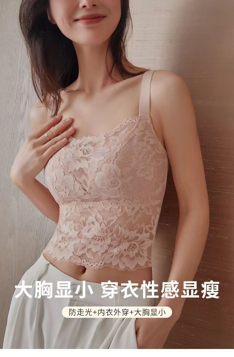 抹胸防走光全罩杯内衣大胸显小薄杯无钢圈防下垂美背蕾丝大码文胸详情2