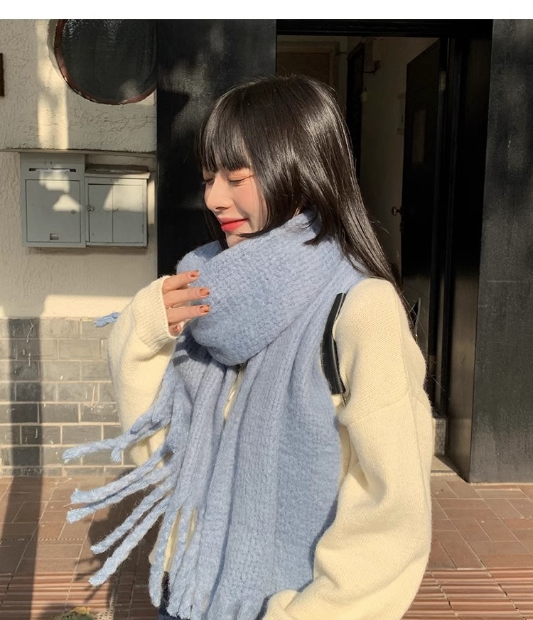 韩版纯色针织毛线围巾女秋冬季保暖ins学生软妹情侣款百搭围脖男详情4
