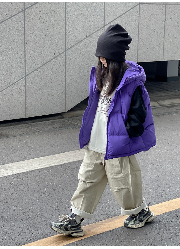 韩国童装儿童羽绒马甲秋装背心外穿男童女童幼儿园背心亲子装坎肩详情13