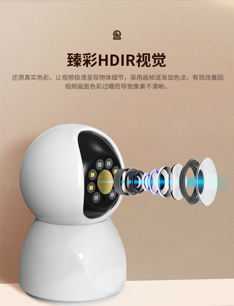 监控摄像头家用室内手机远程360无死角室外无线wifi智能高清摄影详情7