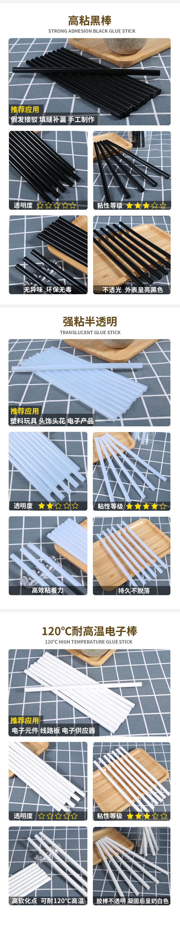 [hot melt sticks wholesale] pegamento de alta viscosidad transparente 7mm para el hogar handmade 11mm adhesivo hot sol bar pic 6