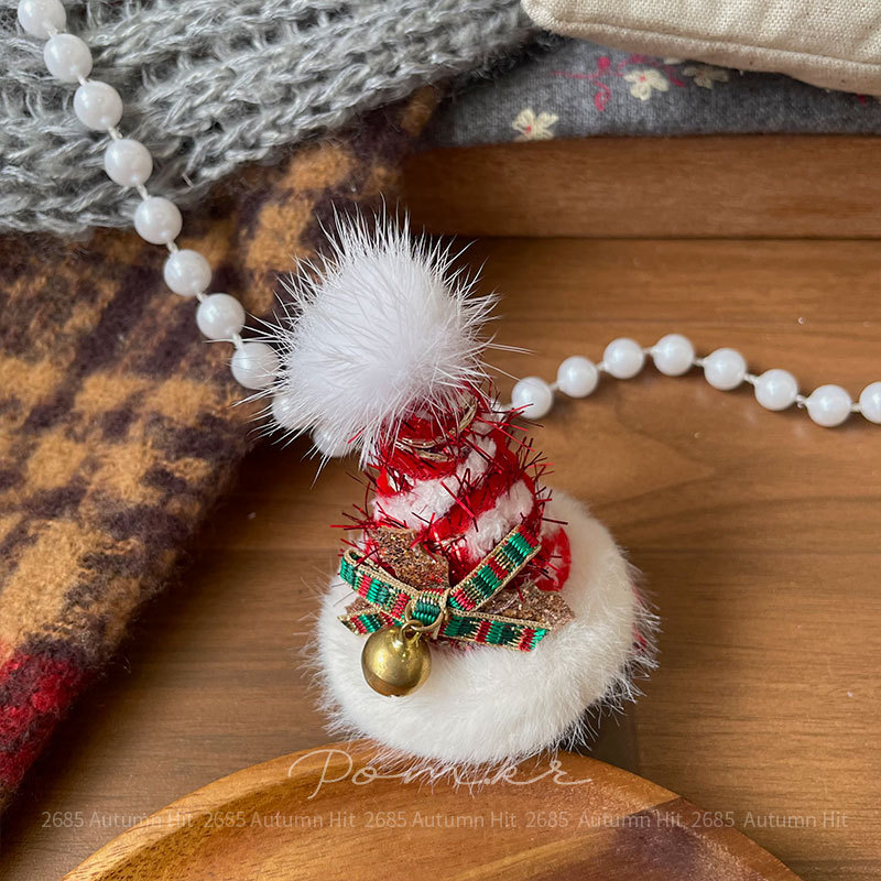 New Korean-style Christmas-themed fabric handcrafted hair clips for children, cute side clips, versatile hair accessories, girl clips, Christmas fun hair clips, Christmas hats, deer shaped plush mesh decorations, festive and joyous girl headwear pic 13