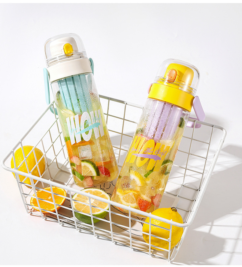 Creative and casual double-drinking plastic water cups, high appearance level student sports water cups, portable direct drinking flower tea cups, gift wholesale pic 27