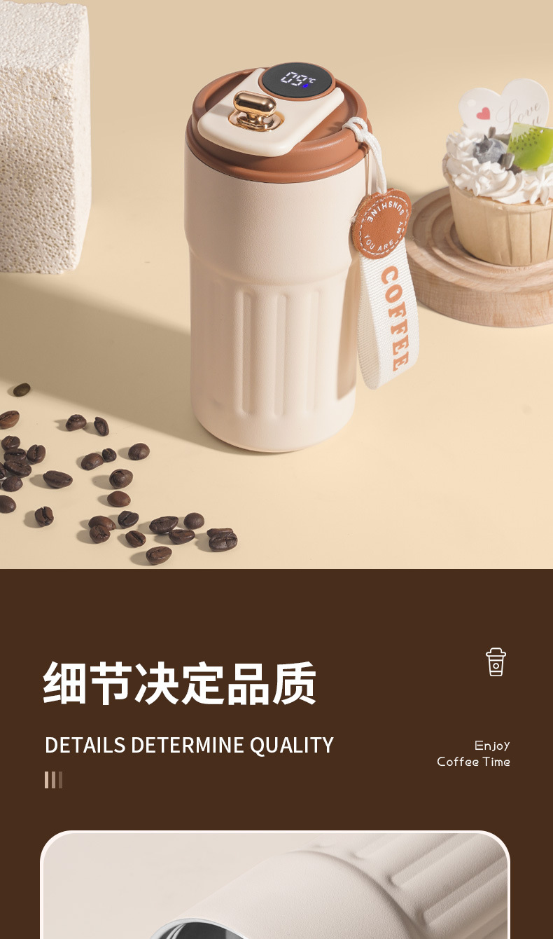 Pantalla de temperatura inteligente 304 tazas aislantes de acero inoxidable tazas de café para hombres y mujeres alto nivel de apariencia tazas de agua portátiles tazas simples personalizadas pic 7