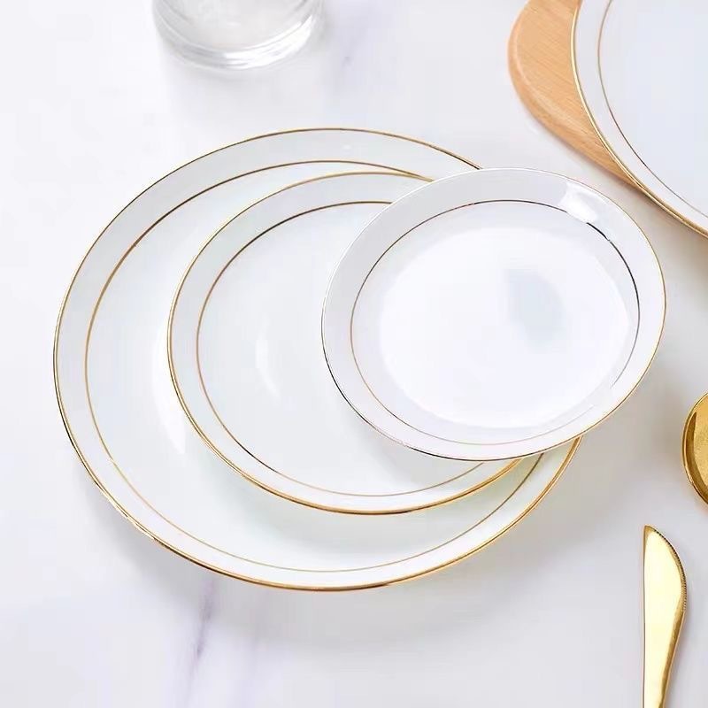 骨瓷金边盘子家用陶瓷西餐盘菜盘凉菜碟大小盘子碟子牛排盘餐具详情4
