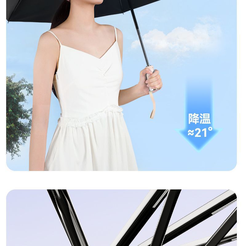新款十股双龙骨防晒伞黑胶折叠晴雨两用伞全自动遮阳伞批发定制伞详情28