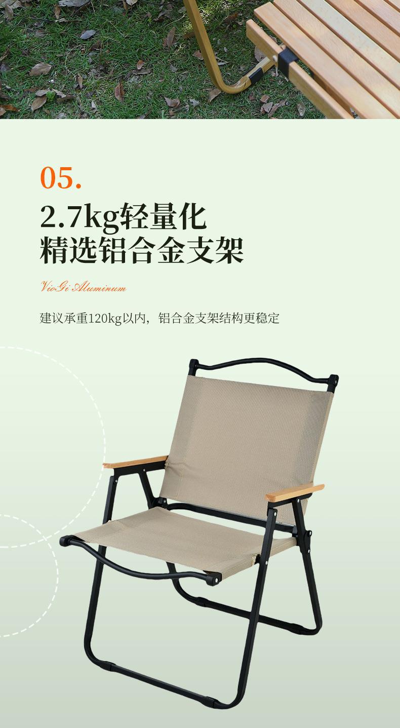 户外折叠椅克米特椅木纹椅野营休闲折叠椅便携可折叠沙滩椅批发详情6