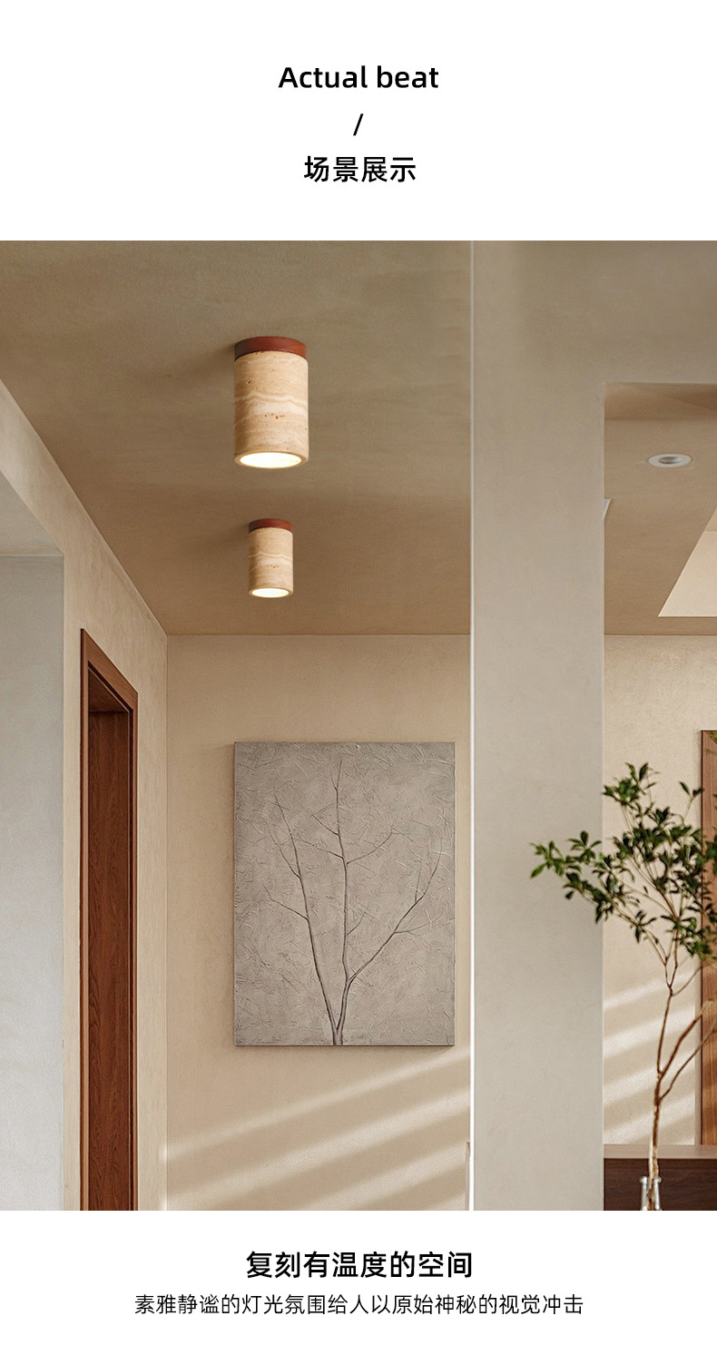 Japanese-style wabi-sabi ceiling lamp, yellow cave stone designer, retro and creative, entrance corridor, passageway, foyer, balcony small lamp pic 6
