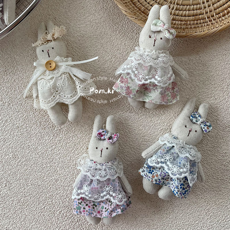 新款韩版森系甜美兔兔娃娃蕾丝碎花裙小公仔中小儿童玩具配饰挂件详情9