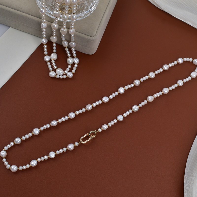 长款轻奢高级感天然淡水珍珠项链女小众设计双层叠带法式毛衣链详情10