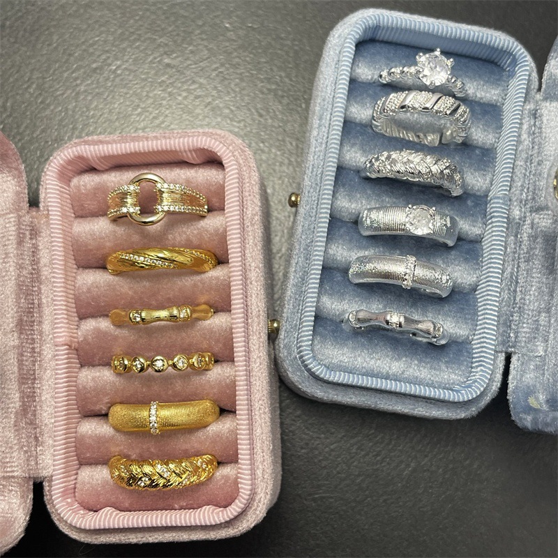 vintage中古风925纯银拉丝锆石戒指女小众高级感不掉色可调节戒指详情6