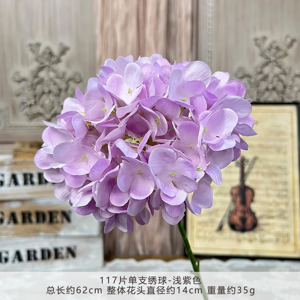 仿真117片单支绣球假花人造花成品婚庆用花地排造景花插花束摆件详情16