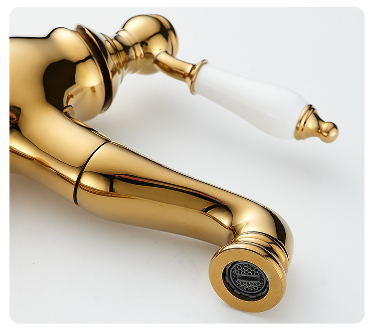 法式复古铜面盆抽拉水龙头卫生间浴室柜陶瓷一体盆冷热防溅水龙头详情18