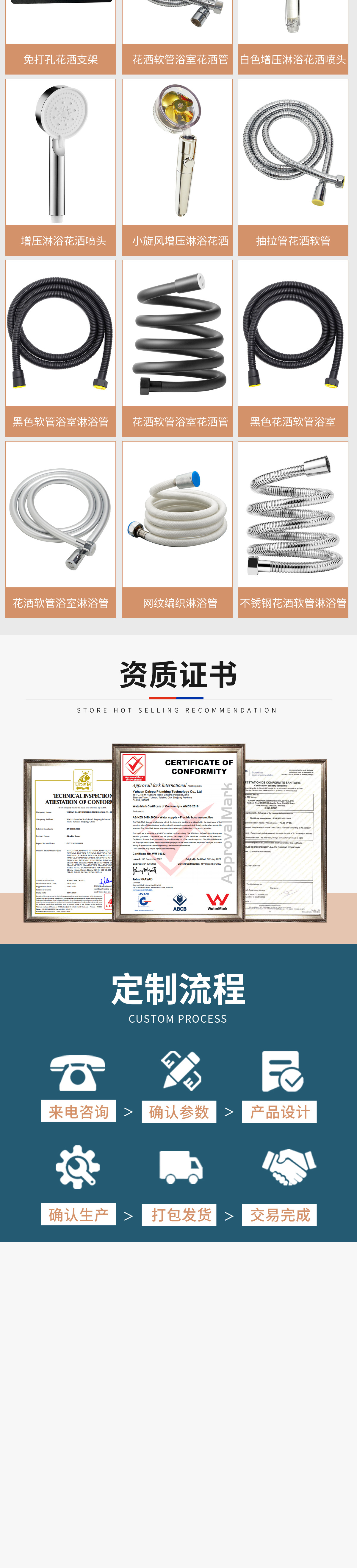 淋浴管花洒软管热水器喷头淋雨连接浴室通用不锈钢软管防爆水管子详情3