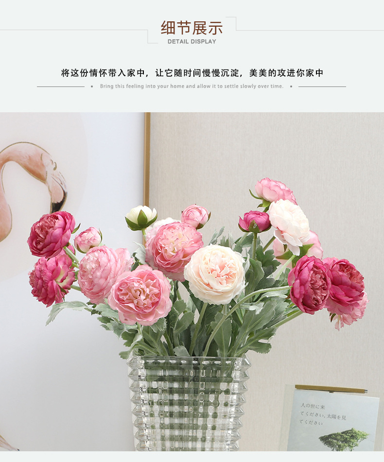 LAN Kwai Fong high-end ins Nordic style flocking 3-head Thousand-posture lotus artificial flower home living room decoration artificial flower wholesale pic 8
