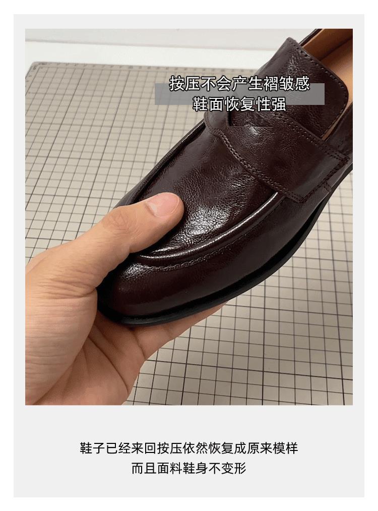 羊皮版~复古真皮一脚蹬懒人鞋女粗跟平底单鞋英伦风小皮鞋乐福鞋详情7