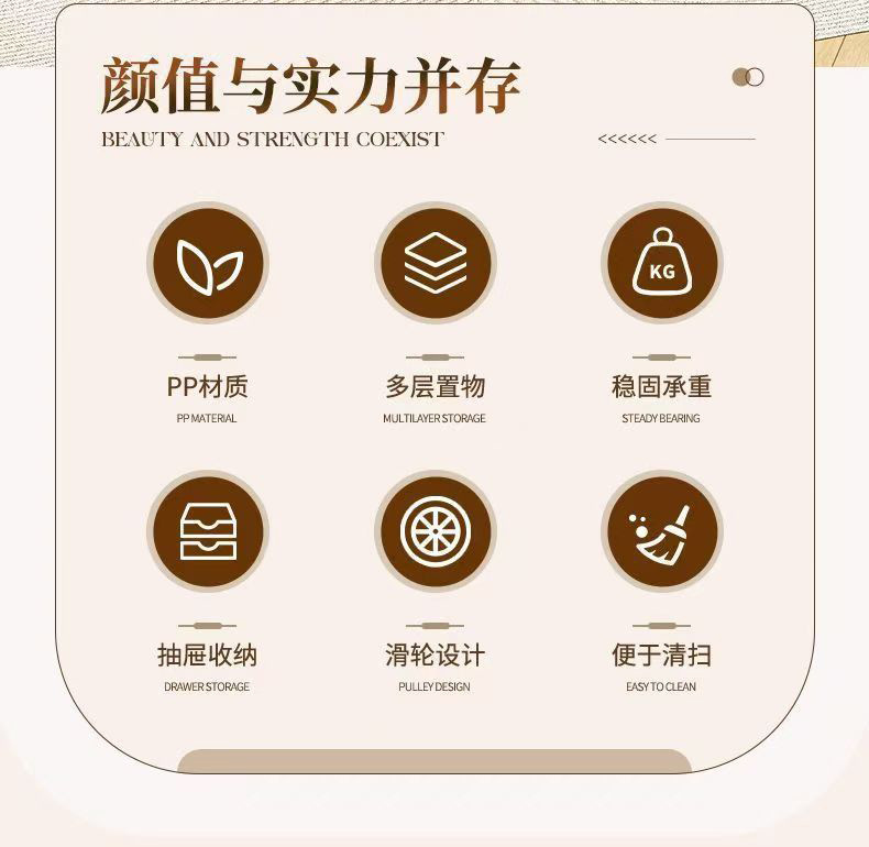 Home trolley under the table, drawer-type home stratified storage cabinet without installation, mobile snack storage cabinet for e-sports room pic 3