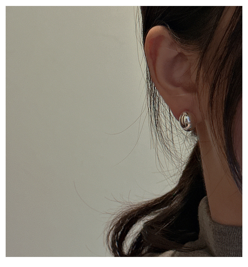 S925 sterling silver Korean version niche design style Bean earrings, Korean simple and fashionable commuter earrings wholesale pic 9