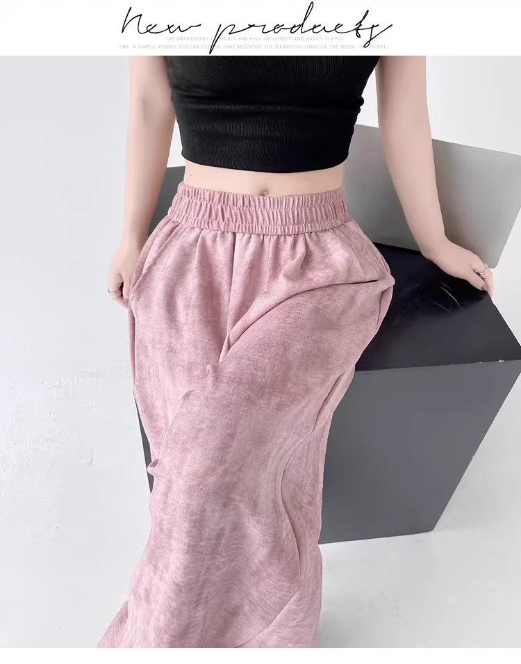 Tie-dyed ice silk cotton linen Chinese-style thin wide-leg pants for women, sun protection, summer drape, loose straight-leg high-waisted Chinese-style Yamamoto pants pic 61