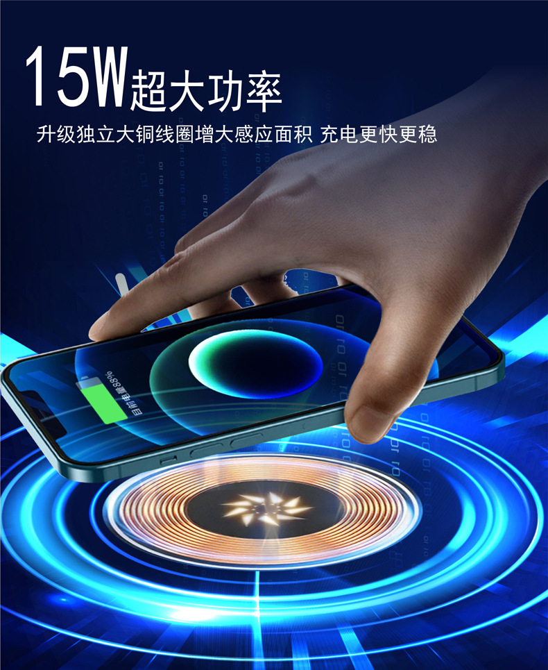 The cross-border super fast charging wireless charger and night light 2-in-1 is suitable for Apple Android general mobile phone charger M141 pic 3
