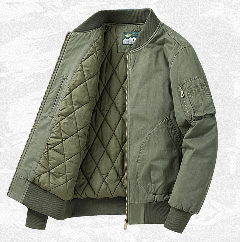 2024春秋新款飞行夹克棉衣男款V领青年上衣工装外套男春秋款棉服详情12
