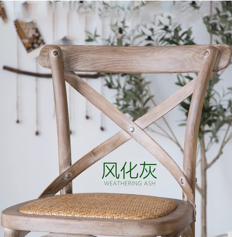 American retro trendy coffee shop solid wood chairs, simple tavern light luxury home bar chairs, high-legged backrest high bar stools pic 9