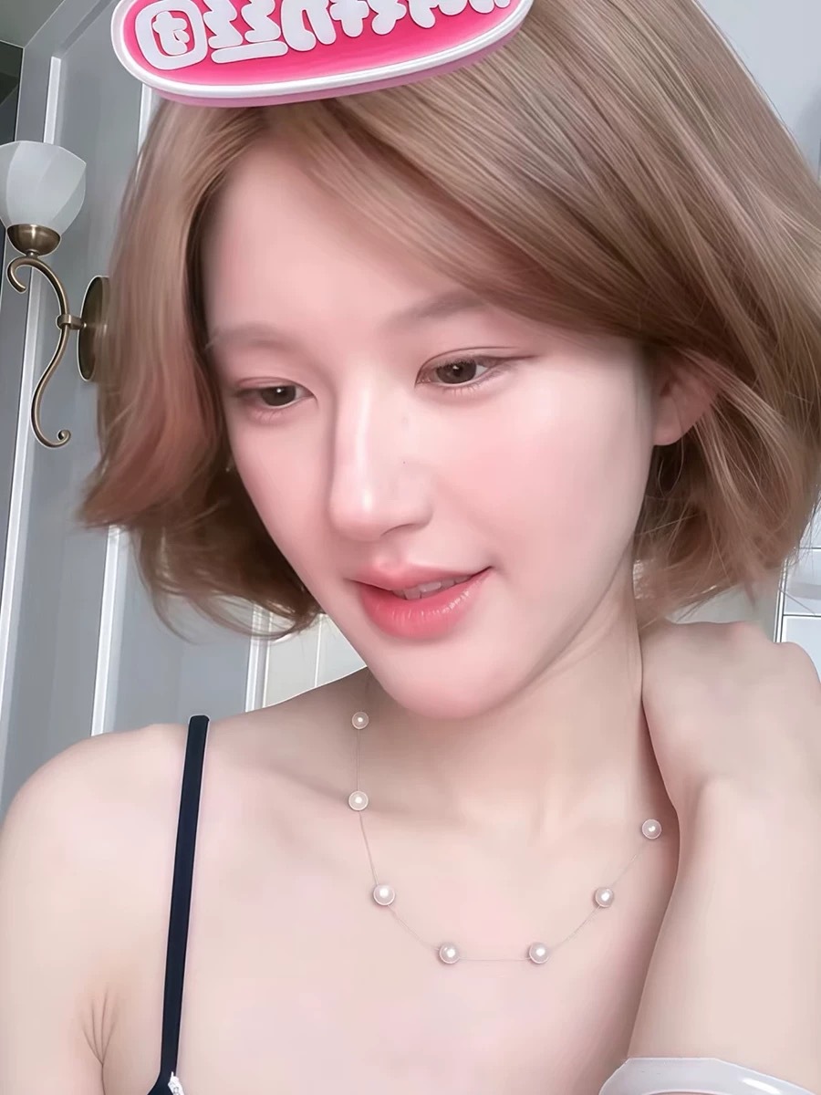 MOON家恋夏人鱼珍珠项链赵露思同款简约气质满天星淡水珍珠锁骨链详情4