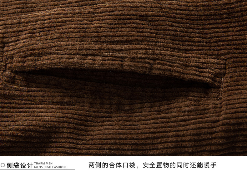A multi-bag winter loose, retro pure cotton corduroy jacket with fleece for young men crossing borders from Europe and America, a warm cotton-padded jacket for export pic 12