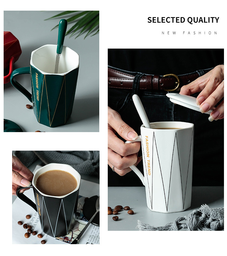 4ah欧式简约个性马克杯大容量带盖勺男女生办公室家用喝水咖啡泡详情2