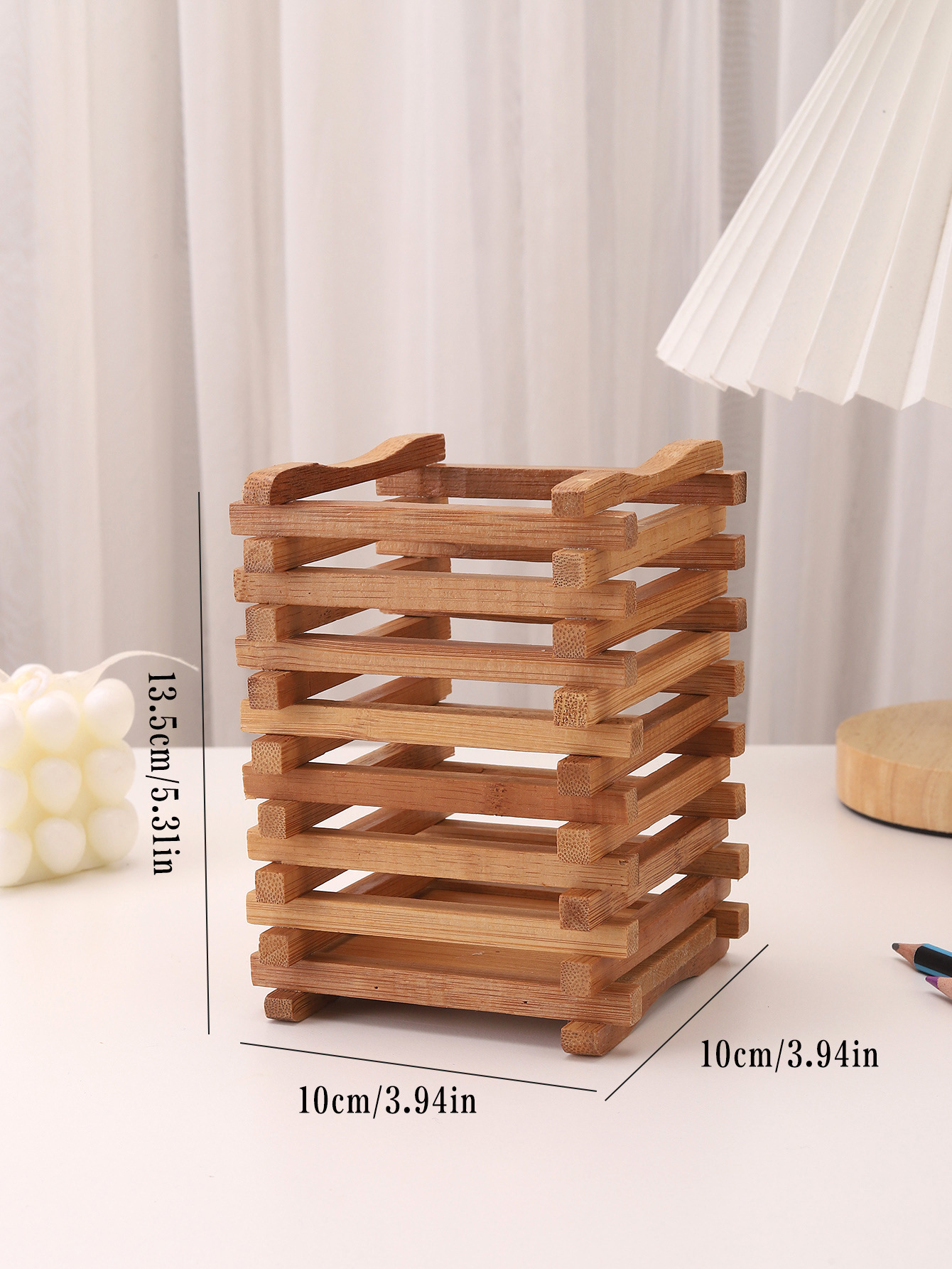 简约大气竹制餐具笼大容量筷子筒笔筒收纳筒餐具收纳筒厨具收纳笼详情5