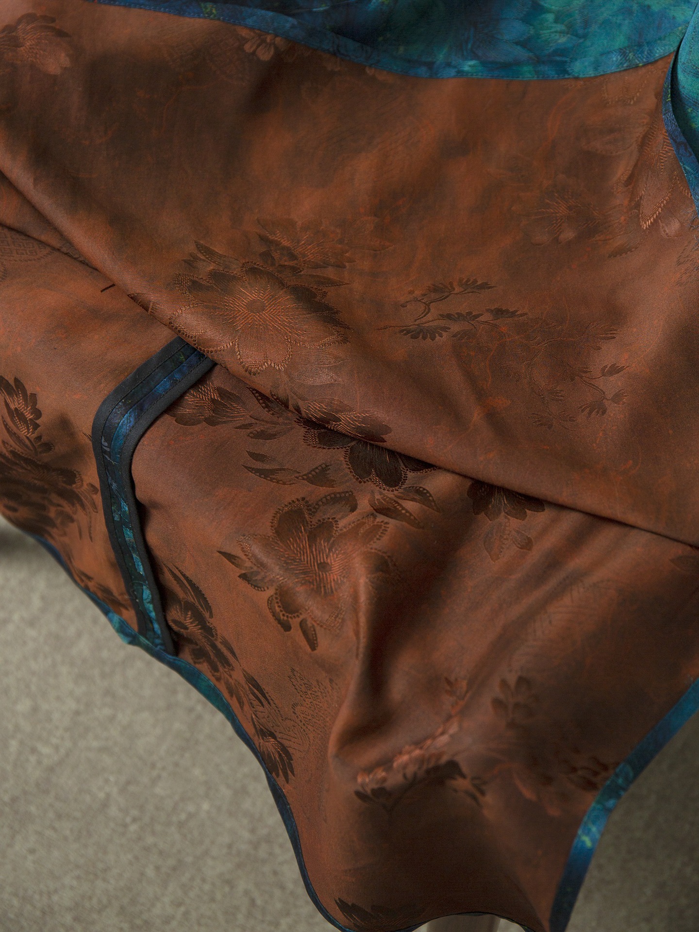 真丝香云纱改良旗袍连衣裙女100桑蚕丝立领收腰短袖长裙夏新款详情14