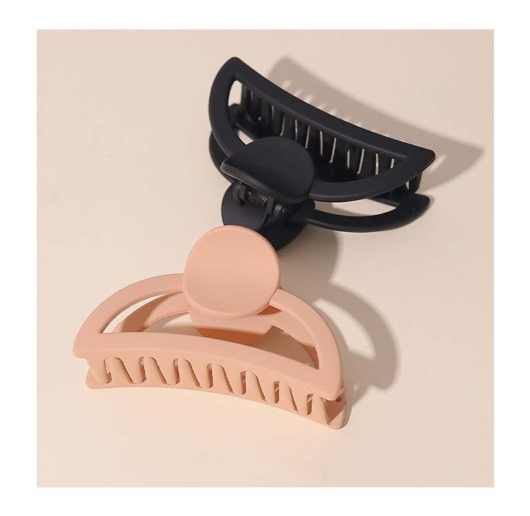 辉运新款莫兰迪月牙形发夹磨砂简约跨境后脑勺抓夹半月盘发鲨鱼夹详情4