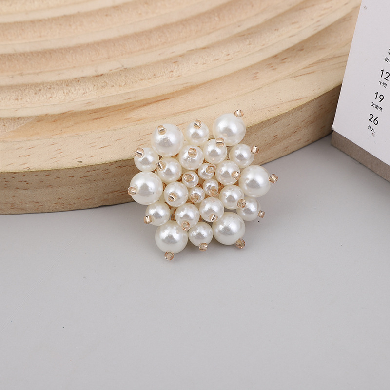 手工珍珠花DIY发夹配件串珠花朵耳饰发饰配饰布贴鞋花服装饰材料详情7