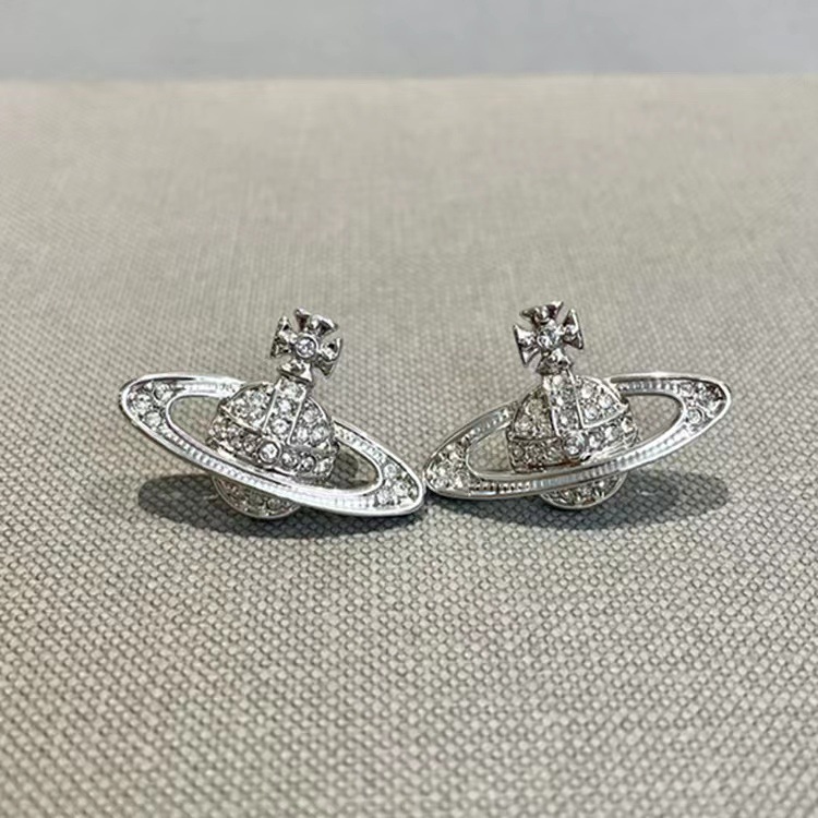 The classic full diamond Saturn stud earrings with finely set planet earrings of the Empress of the West, the same style as NANA pic 6