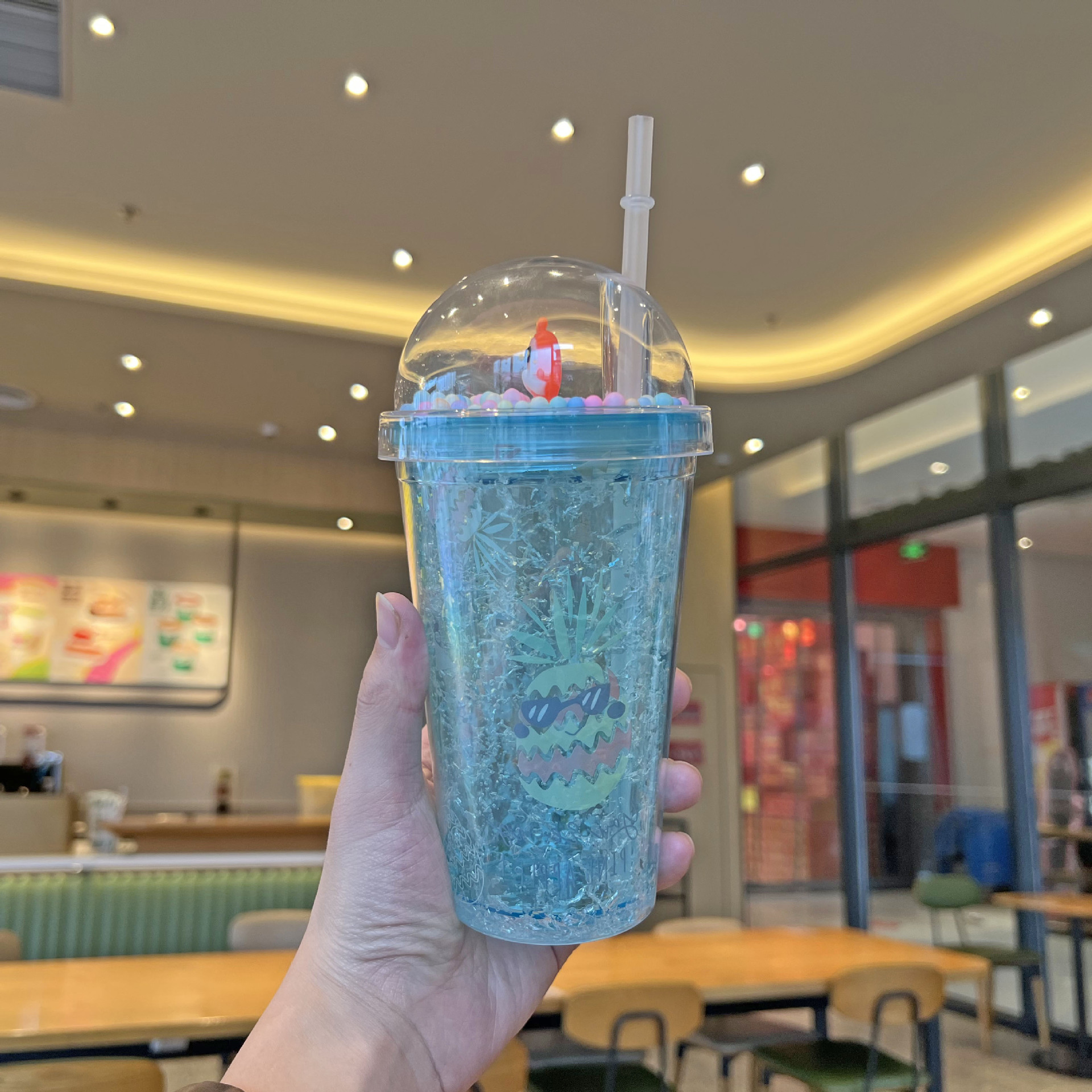 跨境新款水果塑料水杯批发双层卡通塑料吸管杯夏日碎冰杯微景观杯详情16