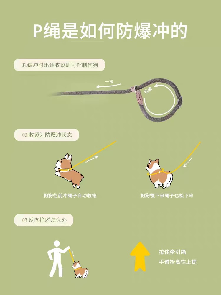 狗狗绳子防爆冲P链遛狗牵引绳防挣脱狗链子中大型犬防爆冲拴狗绳详情44