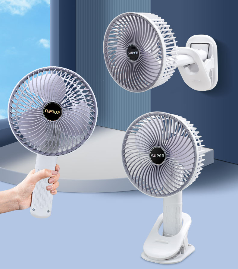 usb charging small fan, wall-mounted desktop mini handheld electric fan, outdoor home dormitory portable clip fan pic 3