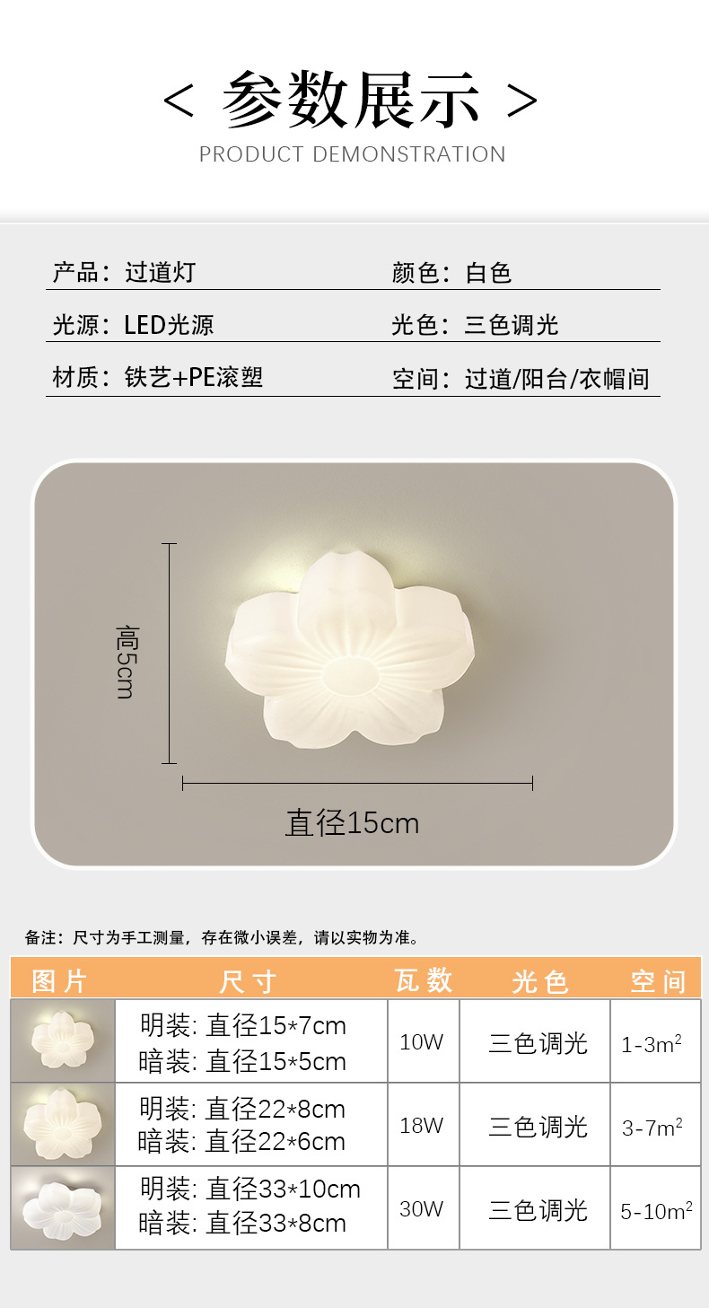 新款过道走廊灯入户玄关小花朵吸顶灯温馨衣帽间阳台灯具详情15