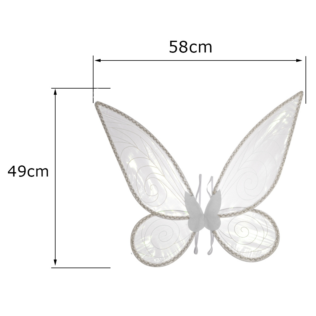 新款精灵翅膀儿童天使背饰节日派对表演服装道具亮片花边蝴蝶翅膀详情10