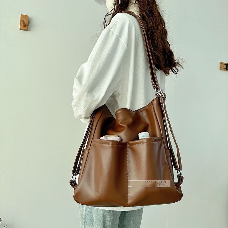 原创夏天软皮包包女大容量三用背包通勤托特包多功能背包斜跨书包详情11