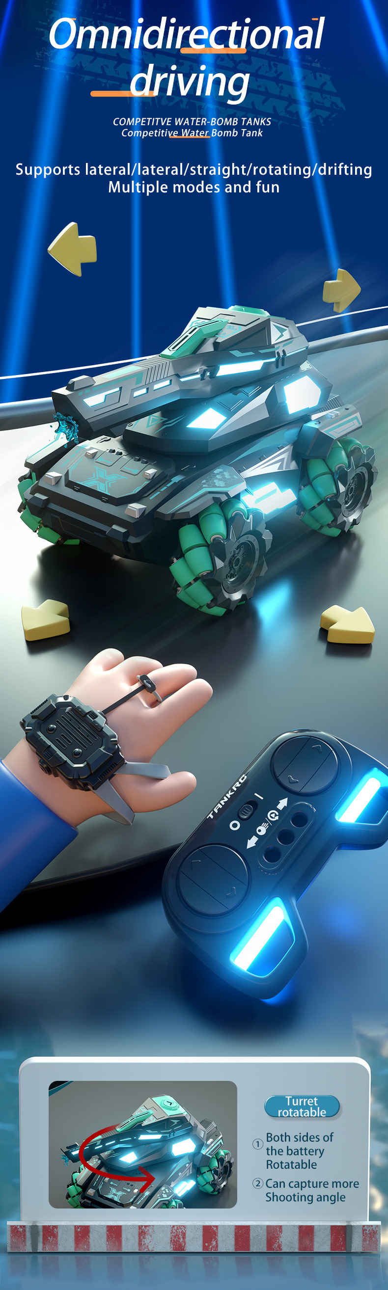 跨境RC遥控装甲特技水弹坦克厂家直供战车模型儿童玩具遥控车批发详情14