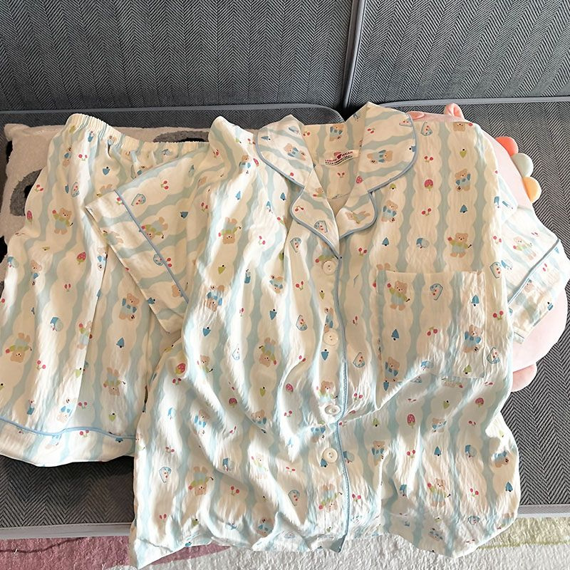 云朵棉睡衣女夏季薄款可爱卡通短袖短裤宽松网红家居服套装可外穿详情10
