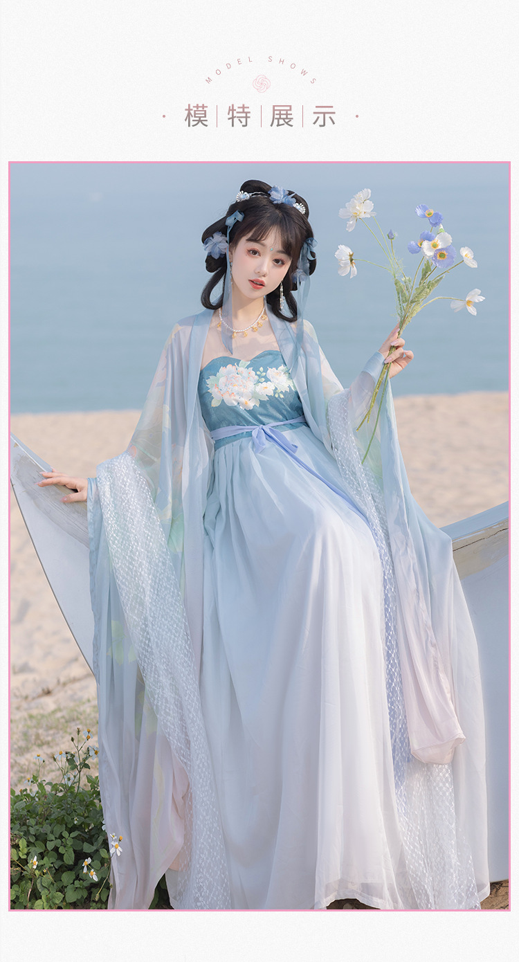 国潮汉服女夏季唐制印花新款大袖衫诃子裙中国风详情3