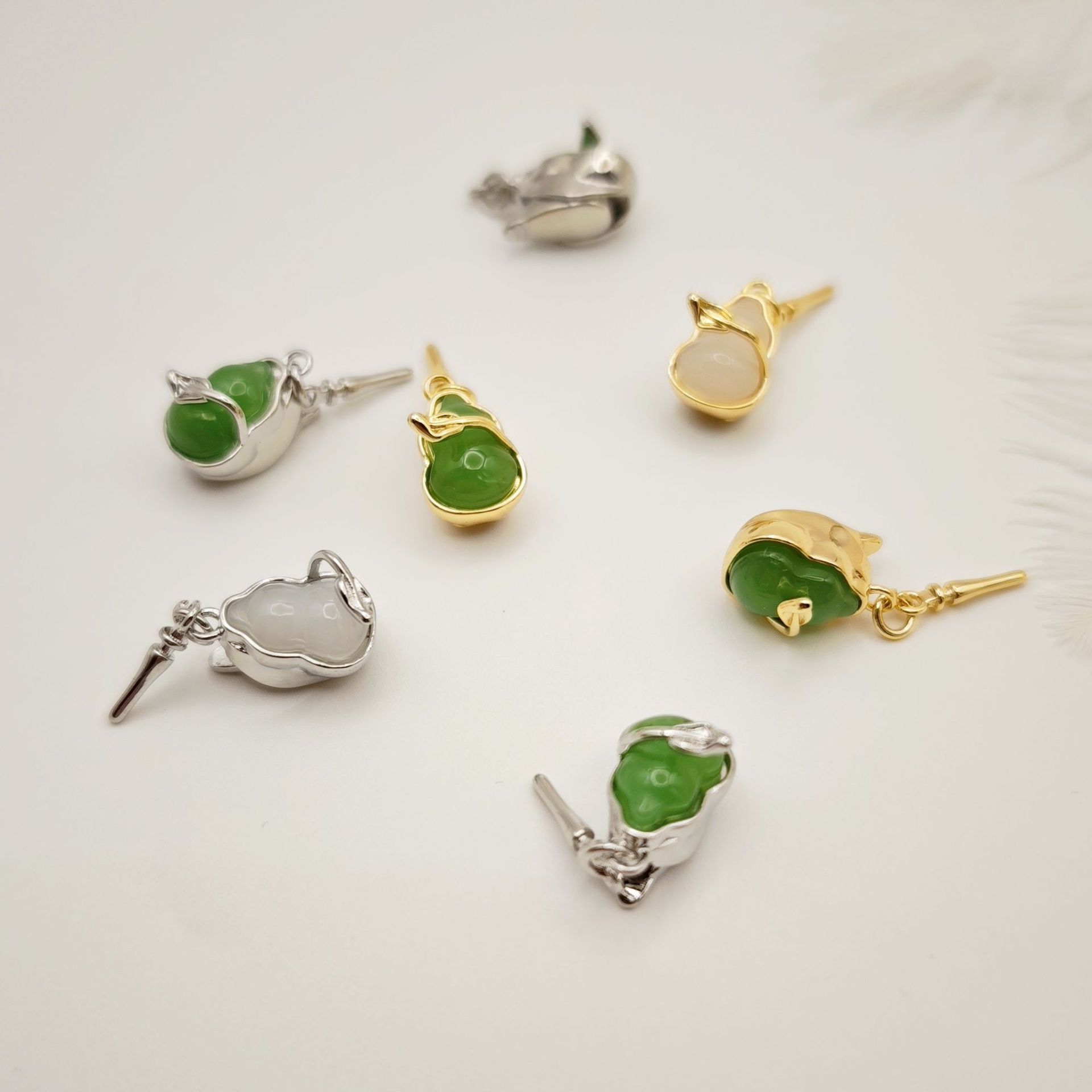 Pearl necklace, ingot clasp, cashew nuts, white scallops, diy accessories, handcrafted end connection clasp, bracelet, stick press clasp pic 16