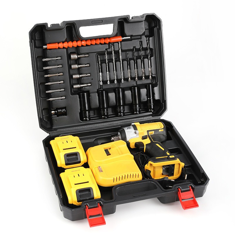 跨境外贸德伟款无刷880双用扳手套盒锂电风炮冲击式电动扳手套装详情8